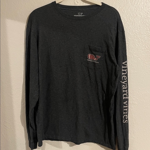 Vineyard Vines Men's Football Charcoal Long Sleeve Tee - Picture 1 of 3
